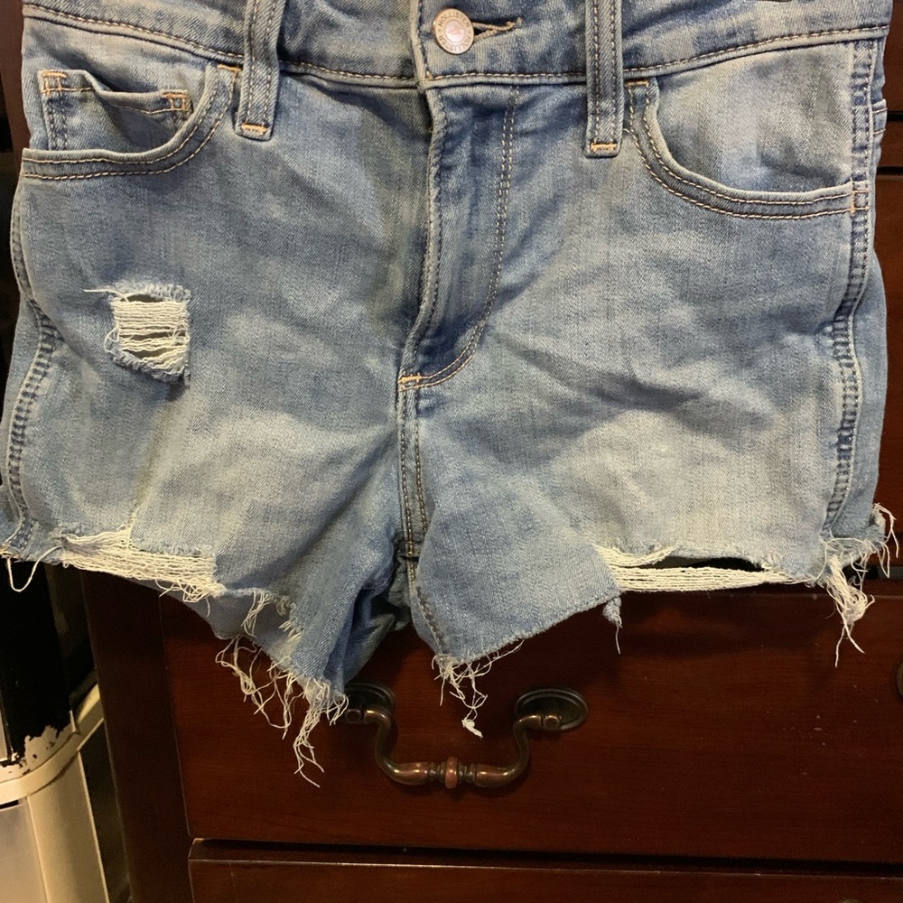 Hollister Light Blue Distressed Jean Shorts
